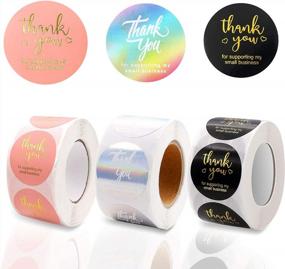 img 4 attached to 3 Rolls 1.5Inch 1500Pcs Thank You Stickers - Support Small Business Labels Seals (Black+Pink+Holographic) | SumDirect