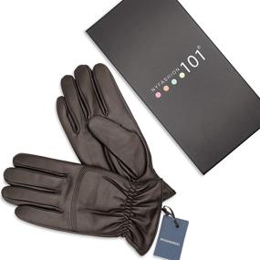 img 2 attached to Leather Winter Lining Driving Gloves Men's Accessories best on Gloves & Mittens