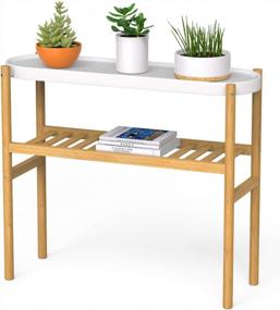 img 4 attached to Breathe Easier With The Wisuce Bamboo Indoor 2 Tier Plant Stand - Perfect For Multiple Plants And Window Displays!