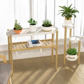 img 2 attached to Breathe Easier With The Wisuce Bamboo Indoor 2 Tier Plant Stand - Perfect For Multiple Plants And Window Displays!