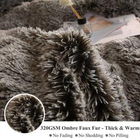 img 2 attached to Luxury XeGe Plush Shaggy Duvet Cover Set - Ultra Soft Velvet Fluffy Bedding Sets 3 Pieces (Queen, Dark Gray Ombre) With Zipper Closure