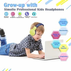 img 1 attached to SIMOLIO Wireless Kids Headphones With Hard Case - Volume Limited, Bluetooth, Over-Ear, Perfect For School And Travel - 2 Pack In Mint And Yellow