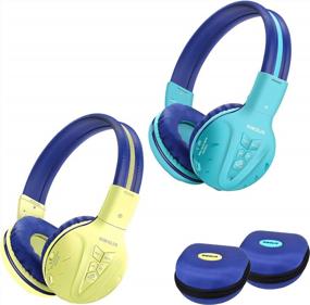 img 4 attached to SIMOLIO Wireless Kids Headphones With Hard Case - Volume Limited, Bluetooth, Over-Ear, Perfect For School And Travel - 2 Pack In Mint And Yellow