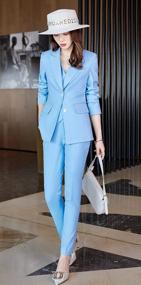 img 2 attached to LISUEYNE Women'S 3-Piece Office Blazer Suit Set: Perfect For Work & Business!