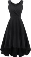 homrain women's high-low cocktail dress for elegant wedding guest outfits, fit-and-flare modest dress for church logo