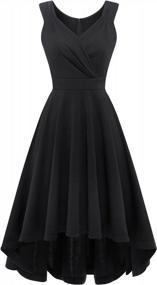 img 4 attached to HomRain Women'S High-Low Cocktail Dress For Elegant Wedding Guest Outfits, Fit-And-Flare Modest Dress For Church
