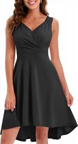 img 1 attached to HomRain Women'S High-Low Cocktail Dress For Elegant Wedding Guest Outfits, Fit-And-Flare Modest Dress For Church