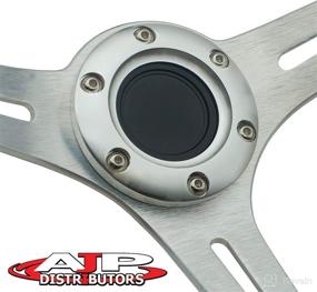 img 1 attached to AJP Distributor Universal 345Mm 6 Bolt Hole Deep Dish Streak Aluminum Wood Grain Trim Steering Wheel Blank Horn Button JDM Euro VIP Racing Track Drift Drag (Blue Wood Trim Silver Center)