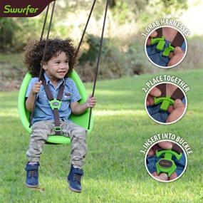 img 3 attached to Ergonomic Foam-Lined Shell Swurfer Kiwi Swing With Blister Free Rope And 3-Point Safety Harness For Ages 9 Months And Up