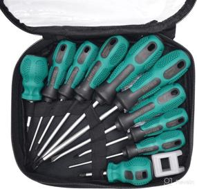 img 3 attached to ✅ EMTSEB 10Pcs Magnetic Screwdriver Set with 5 Flat & 5 Phillips Head - Heavy Duty Non-Slip Cushion Grip Hand Tools for Home Improvement, Packaged in a Case