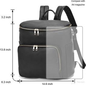 img 2 attached to 🎒 Stylish Leather Diaper Bag Backpack for Women - Spacious Travel Baby Bag with Troller Straps, Wet Clothes Compartment, Breast Pump, and Milk Bottle Capacity (Black)