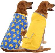 🌧️ stay dry in style: hde reversible dog raincoat - hooded slicker poncho rain coat jacket for small, medium, large dogs логотип