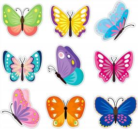 img 4 attached to BeYumi 45Pcs Butterfly Cutouts Springtime Wall Decals Bulletin Board Set Summer Wall Decoration For Garden Home Classroom School Baby Shower Birthday Party Supplies