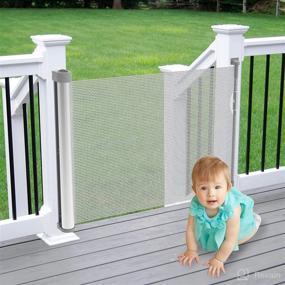 img 2 attached to 🚪 Gray Indoor & Outdoor Retractable Baby & Pet Safety Gate - Extra Wide 54" x 34" - Jool Baby
