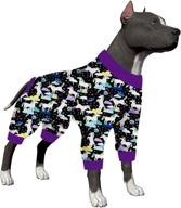 post surgery recovery dog clothes for large dogs with unicorn space black prints - uv protection, anxiety relief, wound care - large dog onesies by lovinpet логотип