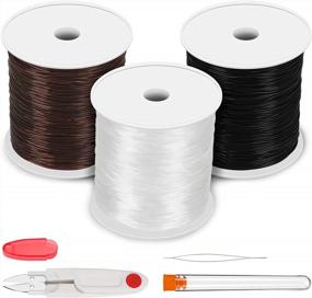 img 4 attached to 3 Rolls 0.8Mm Stretchy String For Bracelets, Elastic String Cord Rope For Jewelry Making Bracelet Necklace Beading 300M Crystal Stretch Bracelet String Bead Cord (Black White Brown)