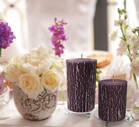 img 1 attached to Purple Rustic European Pillar Candles - Hyoola Timberline Collection - Pack Of 6 - Long Lasting 3 X 5 Inch Size