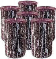 purple rustic european pillar candles - hyoola timberline collection - pack of 6 - long lasting 3 x 5 inch size logo