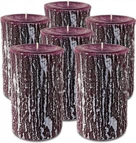 img 4 attached to Purple Rustic European Pillar Candles - Hyoola Timberline Collection - Pack Of 6 - Long Lasting 3 X 5 Inch Size