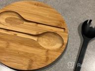 img 1 attached to Large 9.8 Inch Solid Bamboo Salad Bowl Set With Servers And Lid - Perfect For Fruits, Salads, And Decorations - White Color - GEHE Bamboo Bowl And Spoon Set review by Paul Powell