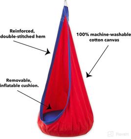 img 2 attached to 🪑 Invigorate Your Space with the Red Hugglepod Deluxe Hanging Cocoon Chair Hammock Nest – Max Weight 175 LBS – Removable Cushion – Machine Washable