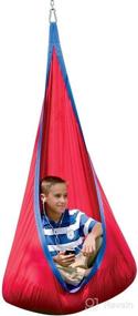 img 4 attached to 🪑 Invigorate Your Space with the Red Hugglepod Deluxe Hanging Cocoon Chair Hammock Nest – Max Weight 175 LBS – Removable Cushion – Machine Washable