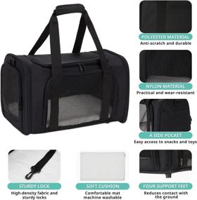 img 2 attached to Echohana Pet Carrier, Airline Approved Soft Sided Cat and Dog Travel 🐾 Carrier with Removable Fleece Pad - Ideal for Medium Large Puppies, Kittens, and Pets