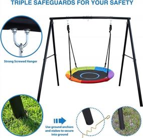 img 2 attached to 440Lbs Swing Set With Saucer Tree Swing, Swivel, And Heavy Duty A-Frame Metal Swing Stand For Backyard Fun - Rainbow