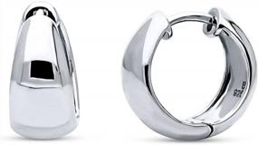 img 4 attached to BERRICLE Sterling Silver Dome Small Fashion Hoop Huggie Earrings For Women, 0.55
