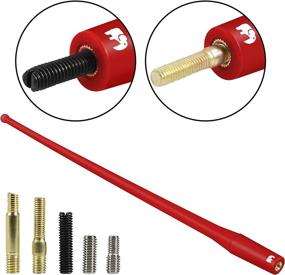 img 2 attached to 🔴 ONE250 13" Flexible Rubber Antenna for Chevy - Silverado, Colorado, Equinox, and More - Optimized FM/AM Reception (Red)