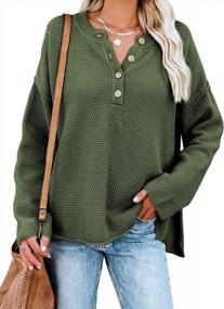 img 4 attached to Oversized Chunky Sweater For Women - Button Neck, Long Sleeves, Perfect For Fall - By BLENCOT