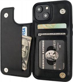 img 4 attached to Protect And Organize With Onetop'S IPhone 14 Wallet Case - Card Holder, Kickstand, And Durable Shockproof Cover In Sleek Black Leather