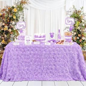 img 4 attached to Lavender-Themed Rustic Rosette: QueenDream’S Elegant Tablecloth For Weddings And Parties