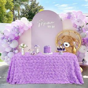 img 1 attached to Lavender-Themed Rustic Rosette: QueenDream’S Elegant Tablecloth For Weddings And Parties