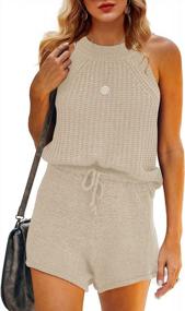 img 4 attached to Summer Chic: Ybenlow Women'S High Neck Sleeveless Knit Tank Top And Drawstring Beach Shorts Set