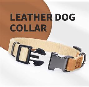 img 3 attached to 🐶 Mile-High Genuine Leather Dog Collar with Stainless Steel Pin Buckle Ring - Soft and Strong Poly Cotton Fabric in a Variety of Colors