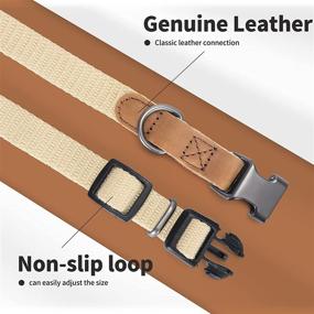 img 1 attached to 🐶 Mile-High Genuine Leather Dog Collar with Stainless Steel Pin Buckle Ring - Soft and Strong Poly Cotton Fabric in a Variety of Colors