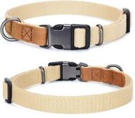 🐶 mile-high genuine leather dog collar with stainless steel pin buckle ring - soft and strong poly cotton fabric in a variety of colors logo