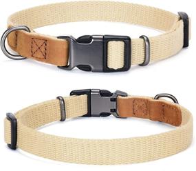 img 4 attached to 🐶 Mile-High Genuine Leather Dog Collar with Stainless Steel Pin Buckle Ring - Soft and Strong Poly Cotton Fabric in a Variety of Colors