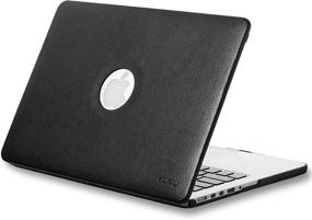 img 4 attached to Leatherette Hard Cover Shell Leather Case For MacBook Pro 13.3 Inch A1502, A1425 (2015-2012) - Black