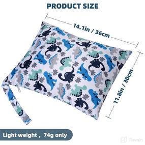 img 3 attached to 🦕 Seebel 2pcs Cloth Diaper Wet Dry Bags - Waterproof & Reusable with Dual Zippered Pockets - Travel, Beach, Pool, Daycare Soiled Baby Items, Yoga, Gym Bag for Swimsuits or Wet Clothes - Cute Animal Design, Dinosaur