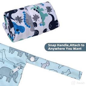 img 2 attached to 🦕 Seebel 2pcs Cloth Diaper Wet Dry Bags - Waterproof & Reusable with Dual Zippered Pockets - Travel, Beach, Pool, Daycare Soiled Baby Items, Yoga, Gym Bag for Swimsuits or Wet Clothes - Cute Animal Design, Dinosaur
