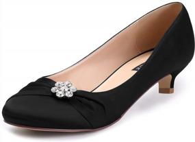 img 4 attached to 👠 ERIJUNOR Women's Closed Toe Comfort Kitten Heels: Satin Wedding Evening Dress Shoes with Rhinestones