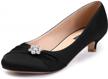 👠 erijunor women's closed toe comfort kitten heels: satin wedding evening dress shoes with rhinestones logo