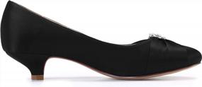 img 2 attached to 👠 ERIJUNOR Women's Closed Toe Comfort Kitten Heels: Satin Wedding Evening Dress Shoes with Rhinestones