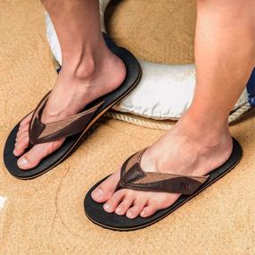 img 3 attached to Anbenser Mens Flip Flop Thong Sandals For Men Wide Width Arch Support - Brown, 7D(M)