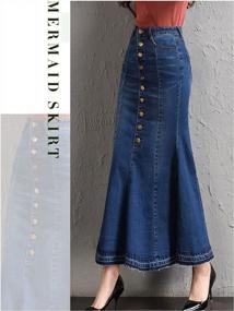 img 1 attached to Women'S Casual Stretch Waist Denim Ruffle Fishtail Skirt - LISUEYNE