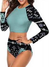 img 2 attached to Wolddress Women'S Sun Protection Bikini Set With Long Sleeve Rash Guard - 2 Piece Swimwear Bathing Suit