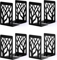 metal bookends for shelves - set of 4 pairs, strong bookend supports for heavy books, black bookends for home decor, shelf holder, book stoppers logo