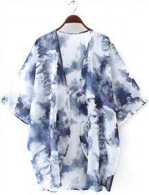 img 1 attached to Boho Floral Chiffon Cardigans For Women - Loose Kimono Style Open Front Cover Up Tops By AMEBELLE